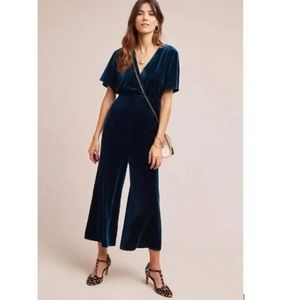 Greylin Anthro Luna Velvet Jumpsuit Size XS in Teal